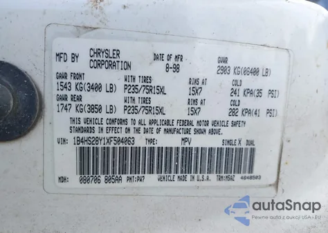 1999 Dodge Durango z USA, uszkodzony, nr VIN 1B4HS28Y1XF504063